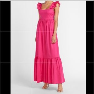 Hot Pink Express Ruffle Sleeve Maxi Dress 🌺